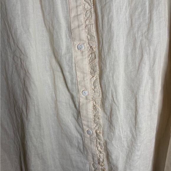 Marie Louise De Monterey Cream Long Sleeve Button Front Top Pleating  Sz 10 - Picture 5 of 7